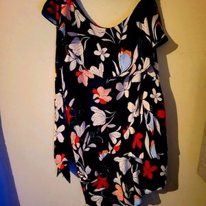 One shoulder beautiful floral print dressy shirt
